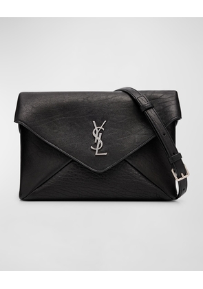 Men's Large YSL Pouch on Strap in Leather