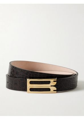 Victoria Beckham - Frame Croc-effect Leather Belt - Brown - 70,80,90,100