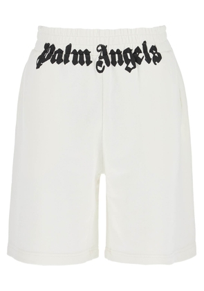 sporty bermuda shorts with logo print - L White