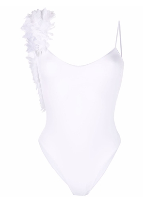 La Reveche floral-appliqué swimsuit - White