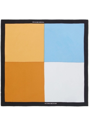 Victoria Beckham colour block-print silk scarf - Blue