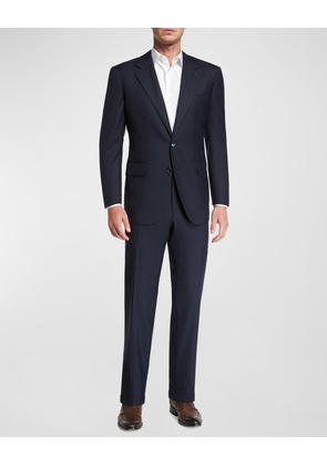 Men's Solid Wool Two-Piece Suit