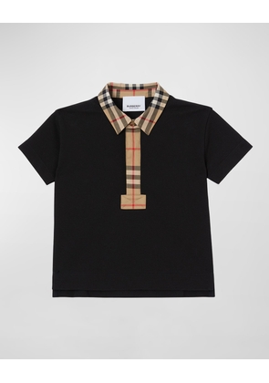 Boy's Johane Micro Check Polo Shirt, Size 6M-2