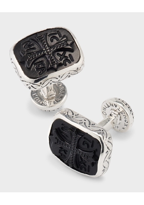 Men's Carved Black Onyx Cufflinks