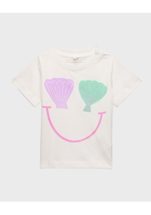 Girl's Shell Face-Print Short-Sleeve Tee, Size 6M-36M