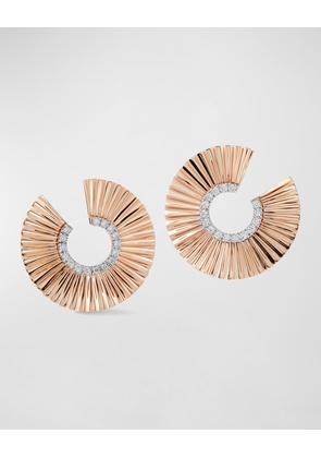 Clive Rose Gold Fluted Front-Facing Hoop Earrings with White Rhodium