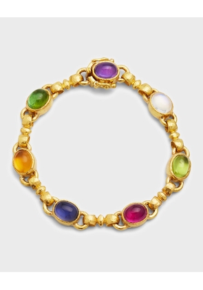 19K Tutti Frutti Celtic Link Bracelet with Oval Cabochons