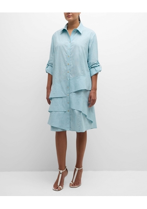 Plus Size Jenna Oxford Ruffle Shirtdress