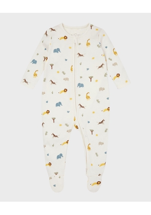 Kid's Safari-Print Zip Up Sleeper, Size Newborn-12M