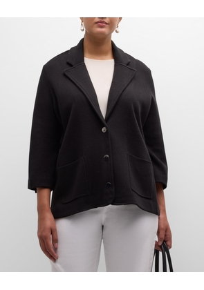 3/4-Sleeve Cotton-Blend Blazer