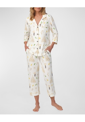 Cropped Organic Cotton Jersey Pajama Set