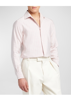 Men's Andre Linen-Silk Pinstripe Sport Shirt