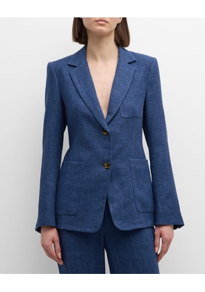 Single-Breasted Linen Denim Weekend Blazer