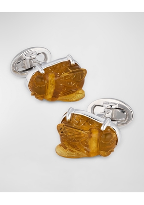 Men's Carved Amber Bees Cufflinks