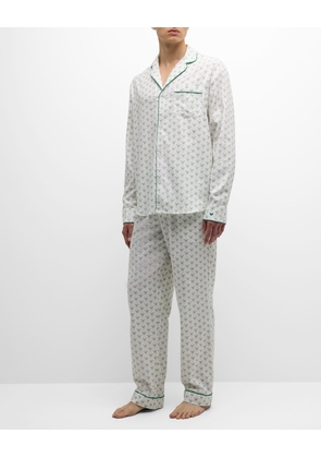 Men's Cotton Tennis-Print Long Pajama Set