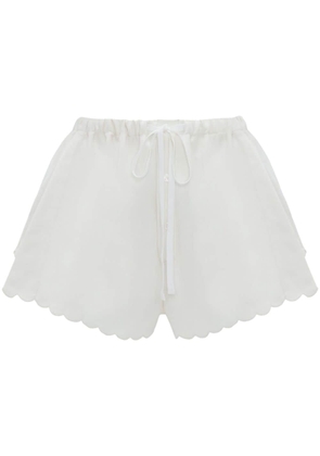 Victoria Beckham embroidered drawstring-waist shorts - White