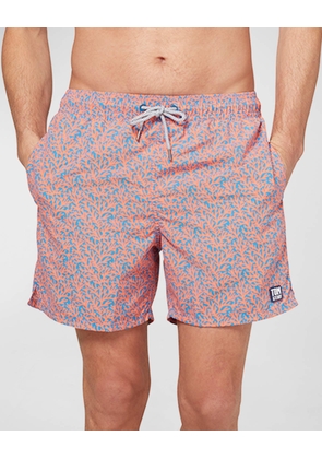 Men's Coral-Print Swim Shorts