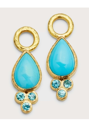 19K Pear-Shaped Turquoise Earring Pendants, 17x8mm