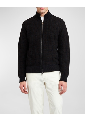 Men's Cashmere Jacquard Full-Zip Sweater