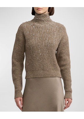 Embellished Cashmere Mockneck Sweater