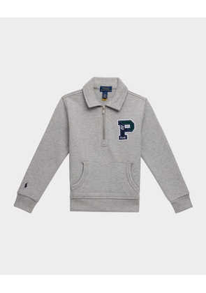 Boy's Logo Patch Fleece Sweatshirt, Size 2-7