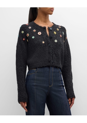 Clustered Enamel Flower Millie Cropped Cardigan