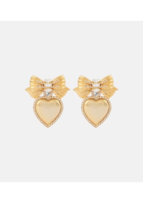 Alessandra Rich Heart crystal-embellished clip-on earrings