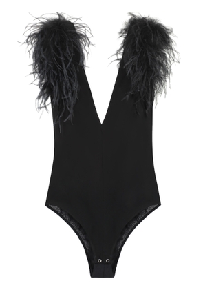 Pinko Stretch Nylon Bodysuit With Feathers