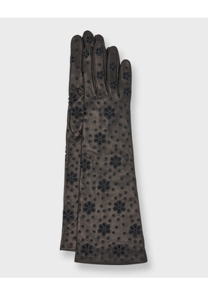 Floral Eyelet Nappa Leather Gloves