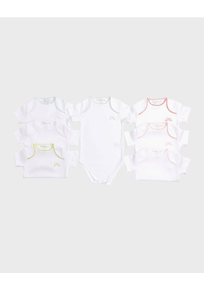 Kid's Picot Pima Cotton 7-Piece Bodysuit Set, Size Newborn-12M