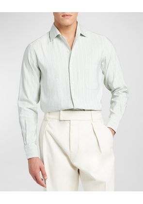 Men's Andre Linen-Silk Pinstripe Sport Shirt