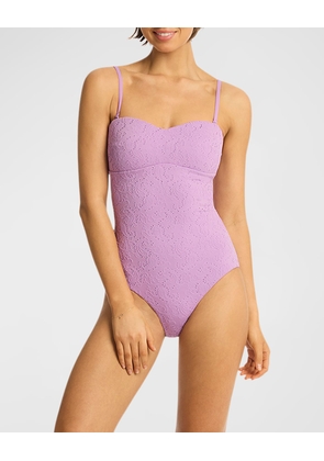 Interlace Seamless Bandeau One-Piece Swimsuit