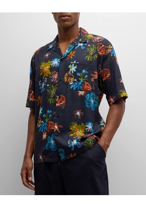 Men's Floral-Print Lyocell Camp Shirt