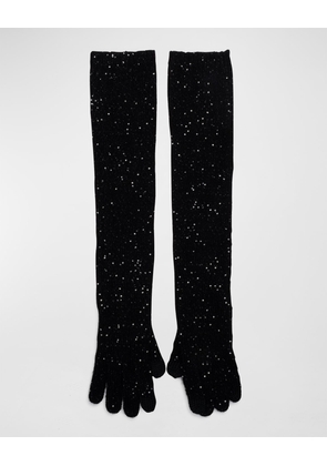 Coraline Sequin Wool-Blend Gloves