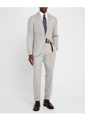 Men's Wool, Silk and Linen Chevron Two-Piece Suit