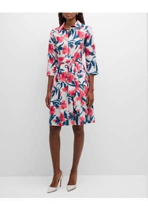 Bellini Pleated Floral-Print Shirtdress