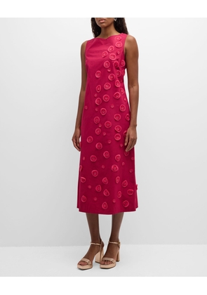 Mirabelle Sleeveless Floral Applique Midi Dress