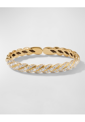 Sculpted Cable Flex Bracelet with Diamonds in 18K Gold, 7.5mm