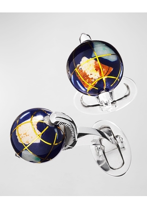 Spinning Lapis Inlay Globe Cuff Links