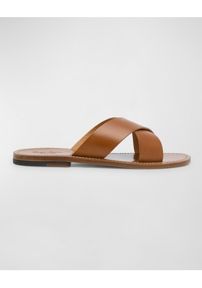 Men's Calf Leather Crisscross Slide Sandals