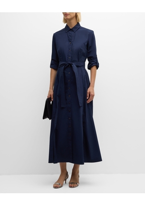 Laine Tie-Waist Weathercloth Maxi Shirtdress