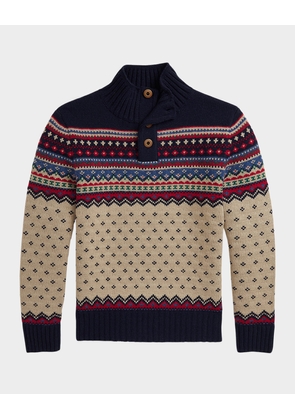 Boy's Nordic-Inspired Pullover Sweater, Size S-XL