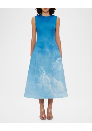 Cleo Sleeveless Cloud-Print Midi Dress