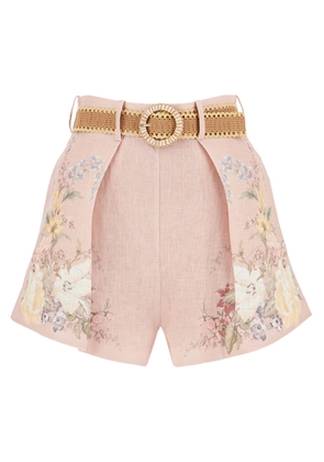 floral linen waverly shorts - 1 Rose