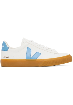 VEJA White & Blue Campo Leather Sneakers