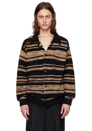 The Elder Statesman Black Phantom Stripe Long Sleeve Shirt