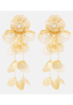 Self-Portrait Embellished gold-plated clip-on earrings