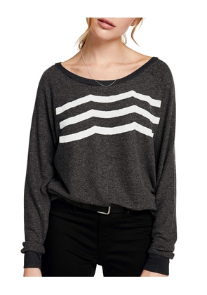 Waves Boat-Neck Long-Sleeve Pullover Top