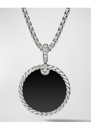 DY Elements Disc Pendant with Black Onyx and Mother-of-Pearl and Pave Diamonds, 24mm