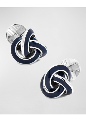 Sterling Blue Enamel Knot Cufflinks